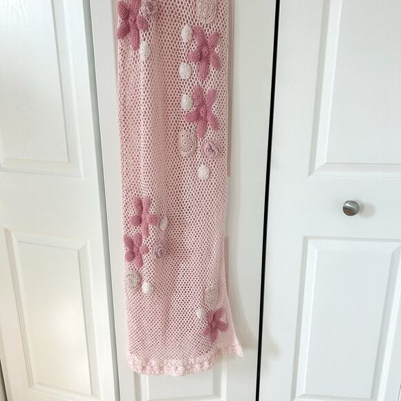 LoveShackFancy Shelburne Crochet Cotton Midi Dress Pink Floral EUC Medium - Picture 5 of 16